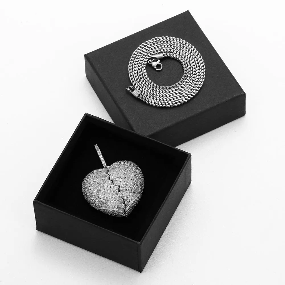 Iced Out Personalized Photo Heart Necklace