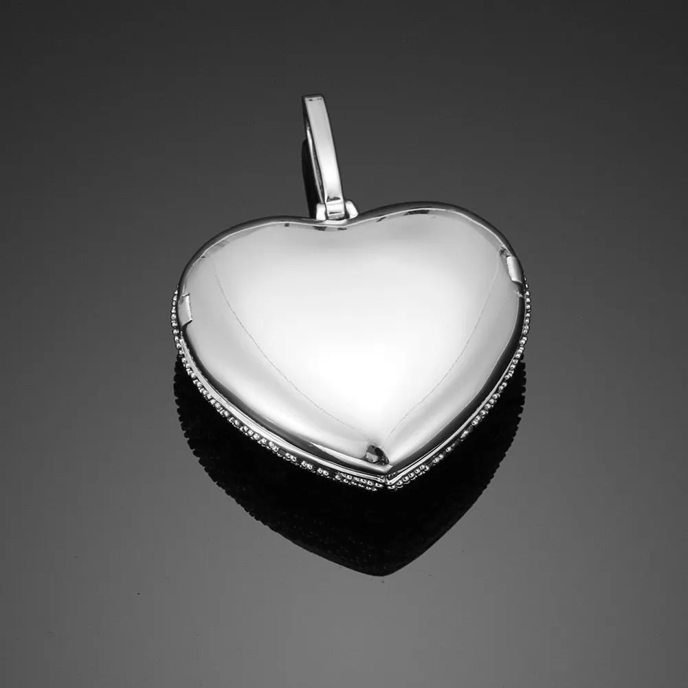 Iced Out Personalized Photo Heart Necklace
