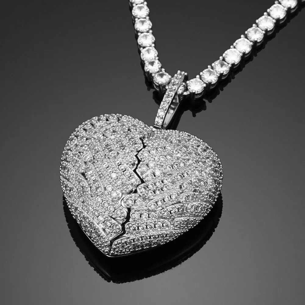 Iced Out Personalized Photo Heart Necklace