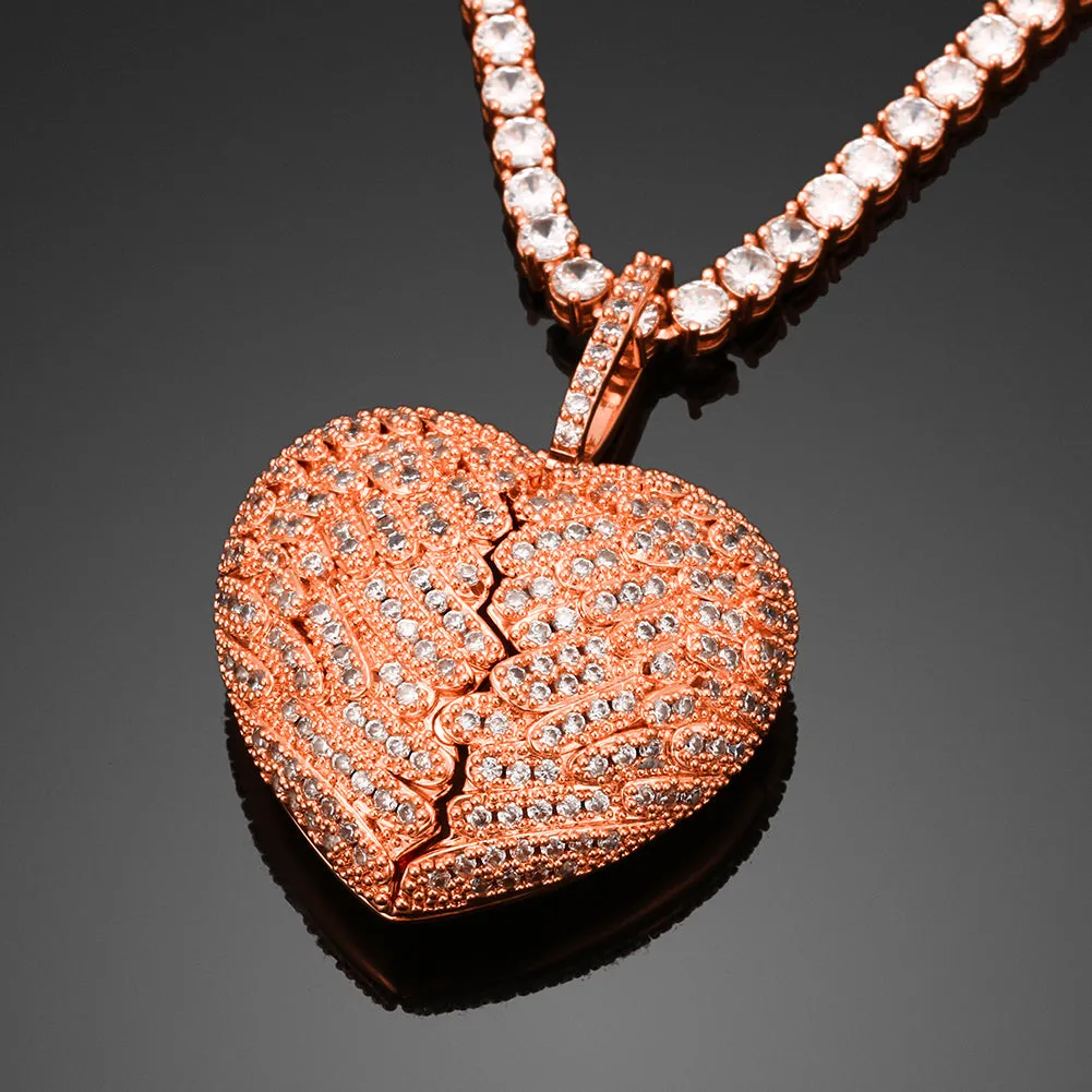 Iced Out Personalized Photo Heart Necklace
