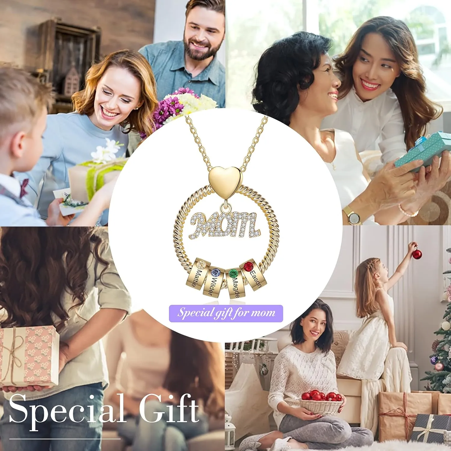 Jewelstruck Mom Necklace with Names Personalized Mothers Day Necklace with Birthstones Mother Daughter Necklace Mothers Day Birthday Gifts for Mom Grandma