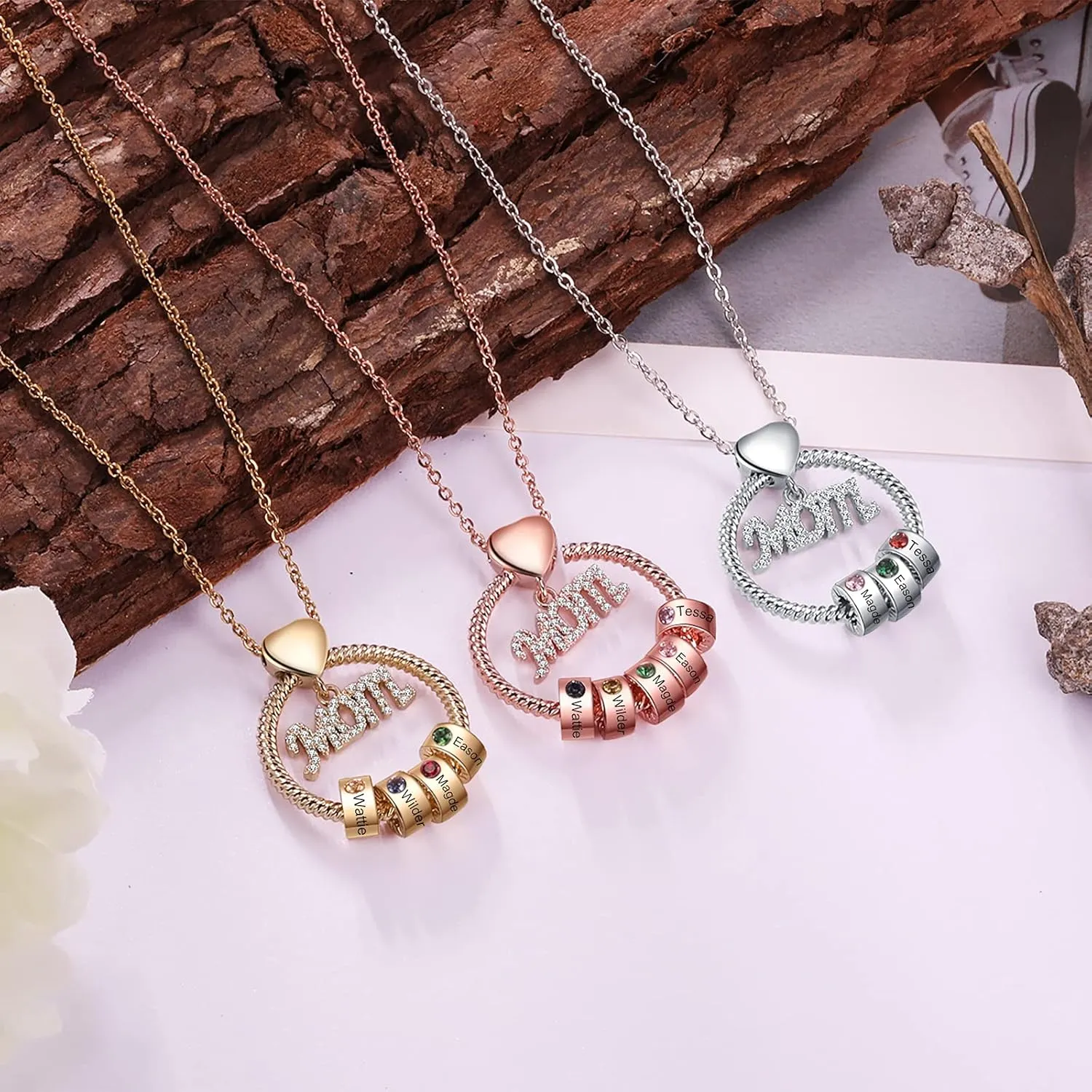 Jewelstruck Mom Necklace with Names Personalized Mothers Day Necklace with Birthstones Mother Daughter Necklace Mothers Day Birthday Gifts for Mom Grandma