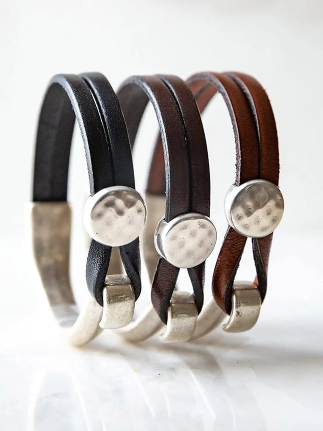 Long tiantian Mens Bracelet Bracelet Leather Cuff Bracelet Black Leather Wrap Bracelet Studded Boho Cuff Bracelets Handmade Splicing Bangle Bracelet Double Strand Leather Bracelet for Men