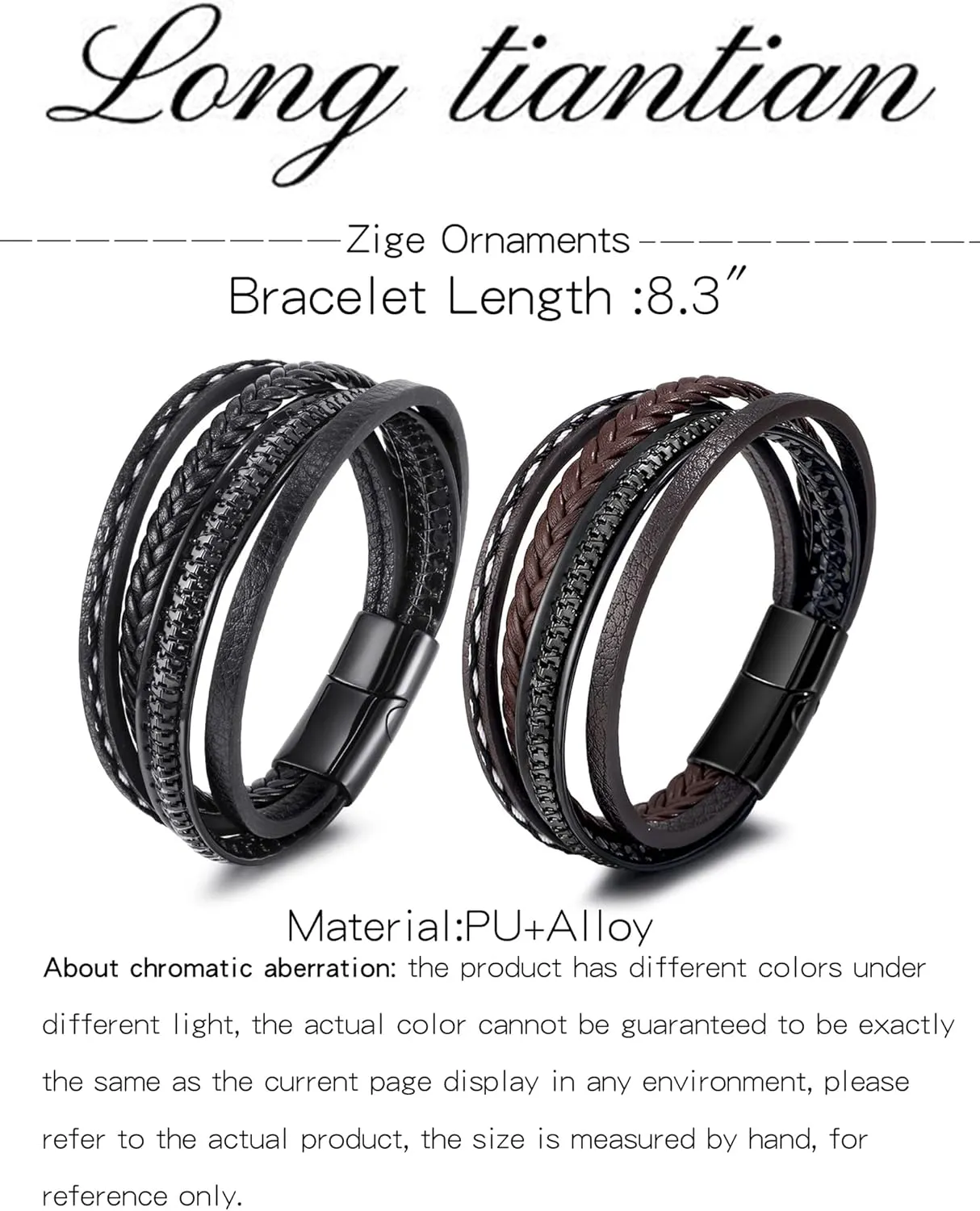 Long tiantian Mens Bracelet Bracelet Leather Cuff Bracelet Black Leather Wrap Bracelet Studded Boho Cuff Bracelets Handmade Splicing Bangle Bracelet Double Strand Leather Bracelet for Men