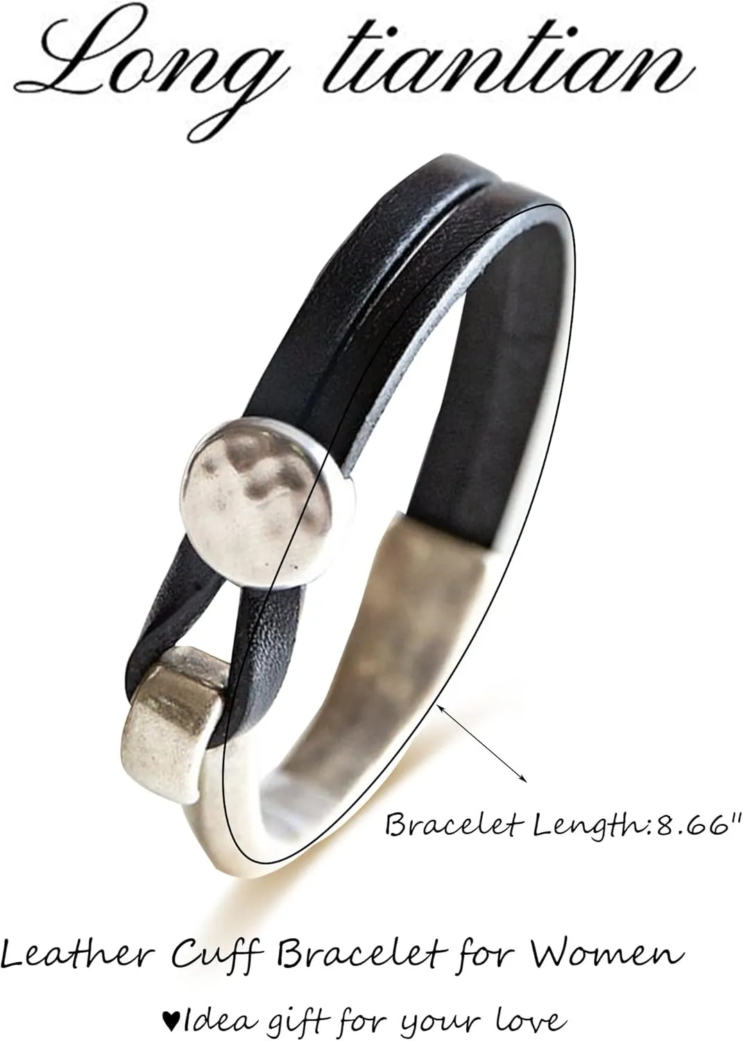 Long tiantian Mens Bracelet Bracelet Leather Cuff Bracelet Black Leather Wrap Bracelet Studded Boho Cuff Bracelets Handmade Splicing Bangle Bracelet Double Strand Leather Bracelet for Men