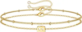M MOOHAM Initial Bracelets for Women - Layered Letter Bracelet Initial A-Z Charm, Dainty Gold/Silver/Rose Gold Jewelry for Women Birthday Gifts Personalized Gold Jewelry Initial Bracelets