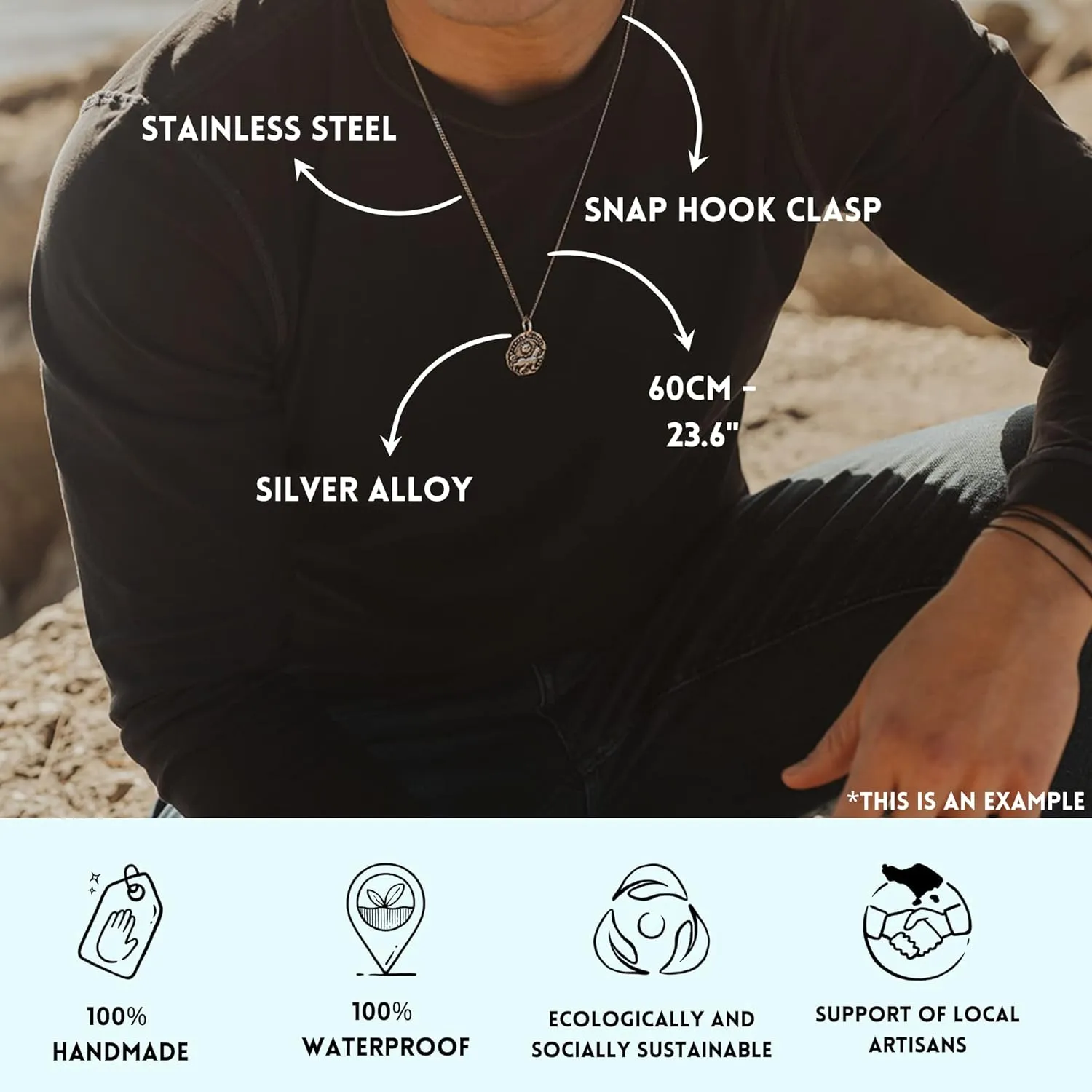 Made by Nami Pendant Necklace for Men 23" Gold & Silver Cuban Link Chain with Pendants for Men High-Quality Stainless Steel Necklace Premium Jewelry Gift for Him (Vikings Cross)
