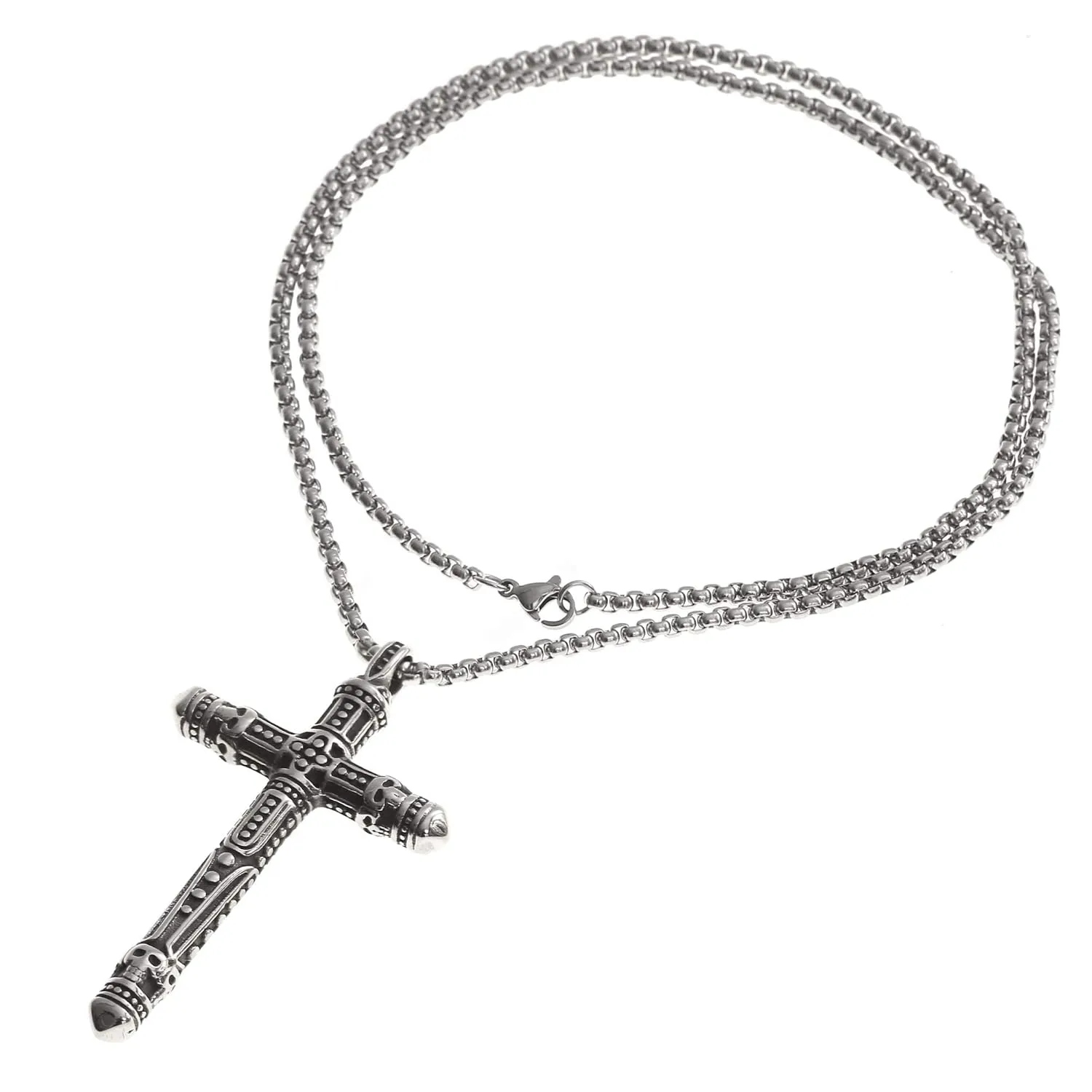 Made by Nami Pendant Necklace for Men 23" Gold & Silver Cuban Link Chain with Pendants for Men High-Quality Stainless Steel Necklace Premium Jewelry Gift for Him (Vikings Cross)