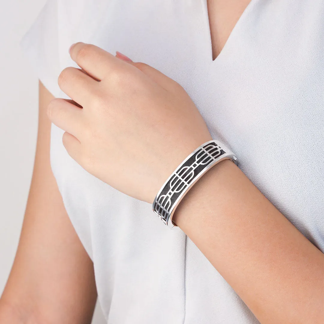 Nanyang Dream Bangle - Frangipani Pink - Sterling Silver