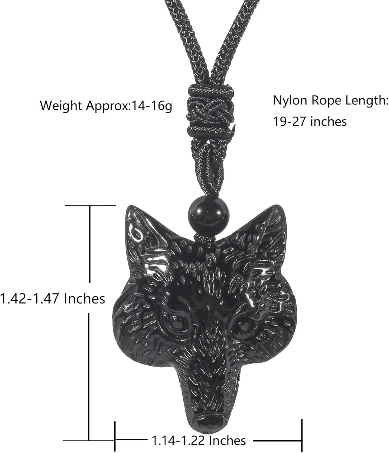 Natural Fox Head Crystal Stone Amulet Pendant Adjustable Rope Necklace Charm for Men Women