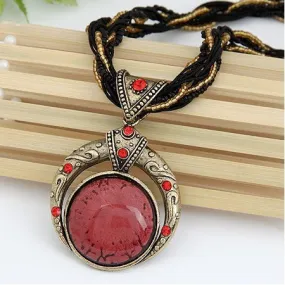 New Bohemian Necklace Jewelry Fashion Popular Retro Bohemia Style Multilayer Beads Chain Crystal Gem Grain Pendant Necklace