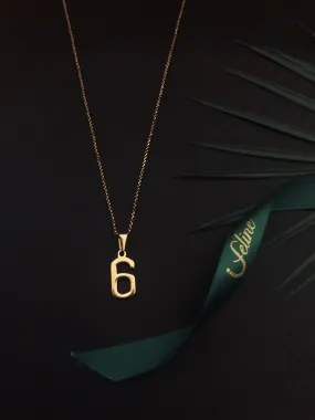 Number 6 Gold Dipped Pendant Necklace