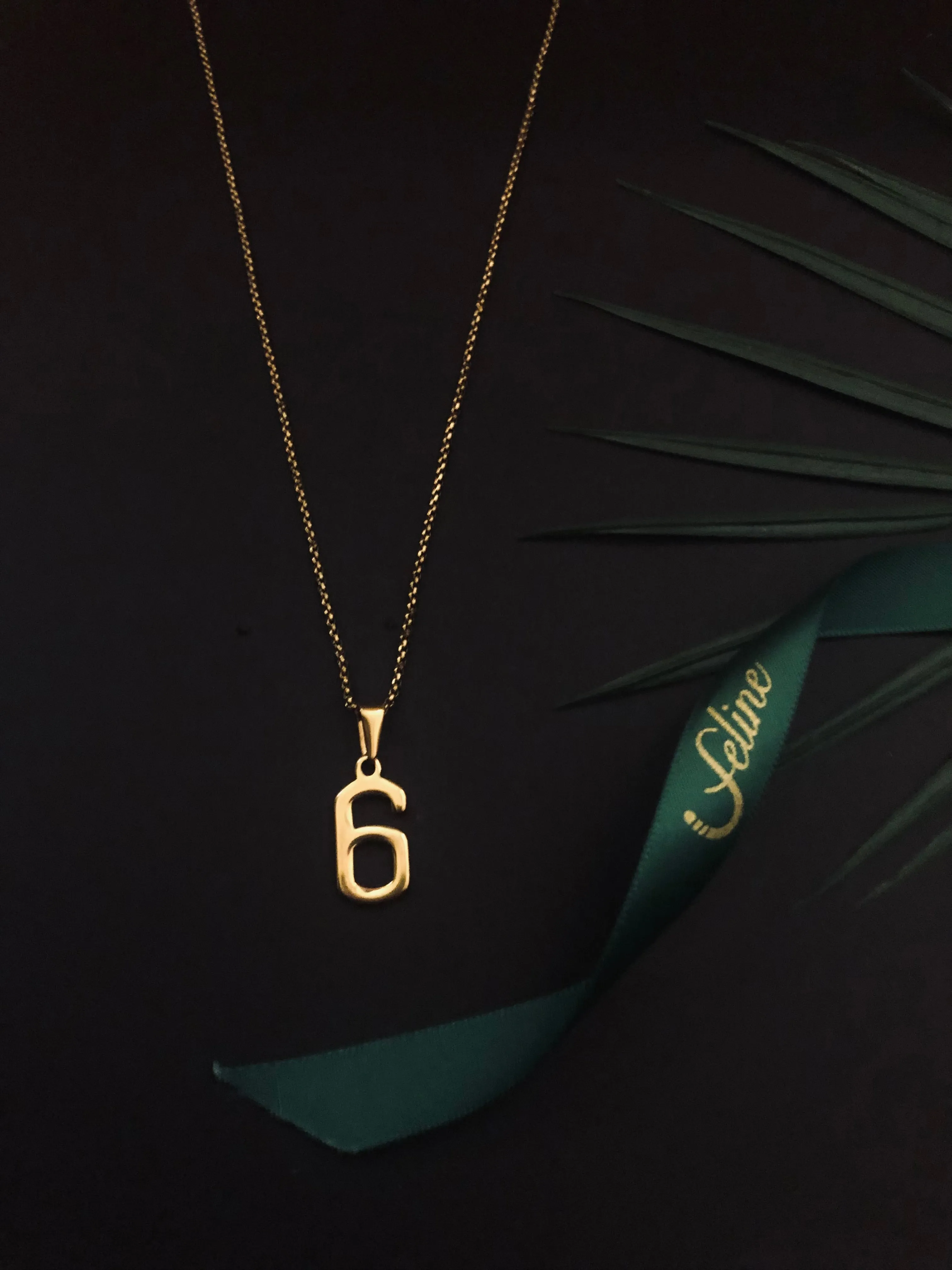Number 6 Gold Dipped Pendant Necklace