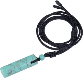 Nupuyai Healing Crystal Cylinder Pendant Necklace for Women Men, Wand Amulet Reiki Stone Adjustable Braided Cord 18"-27"