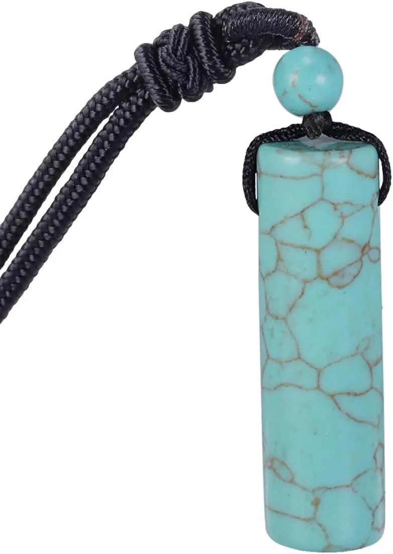 Nupuyai Healing Crystal Cylinder Pendant Necklace for Women Men, Wand Amulet Reiki Stone Adjustable Braided Cord 18"-27"