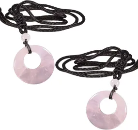 Nupuyai Pack of 2 Lucky Coin Pendant Necklace for Women Men, Circle Donut Crystal Pendant Necklace for Unisex with Adjustable Rope