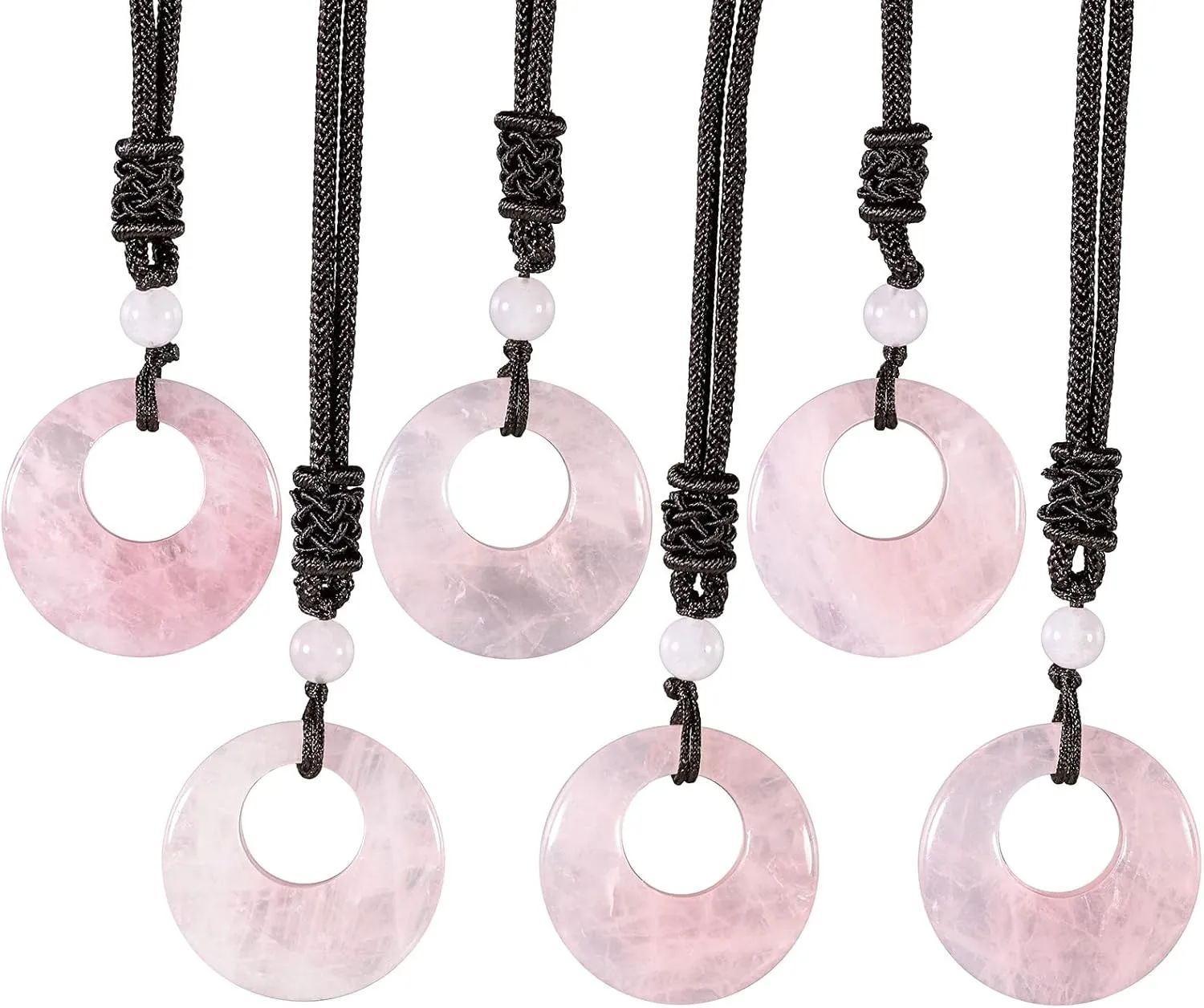 Nupuyai Pack of 2 Lucky Coin Pendant Necklace for Women Men, Circle Donut Crystal Pendant Necklace for Unisex with Adjustable Rope