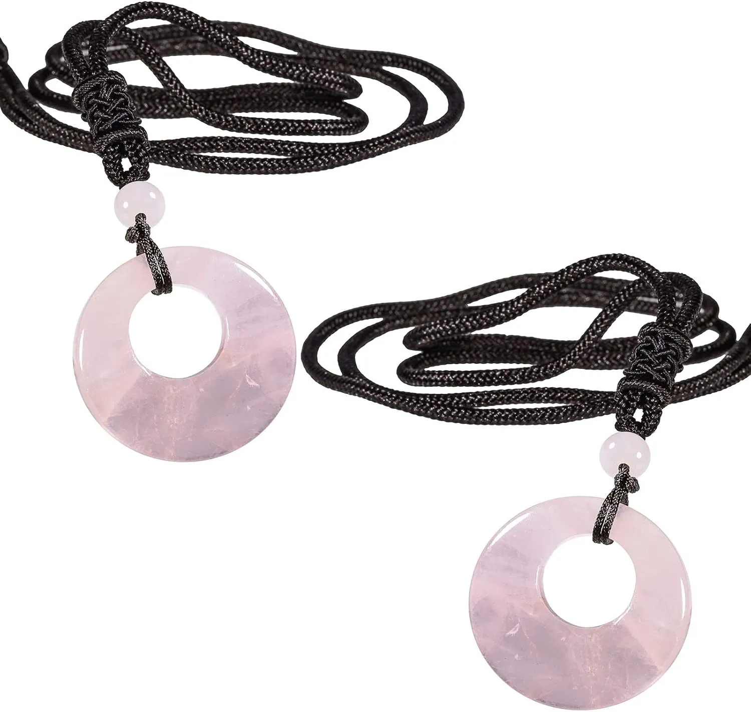 Nupuyai Pack of 2 Lucky Coin Pendant Necklace for Women Men, Circle Donut Crystal Pendant Necklace for Unisex with Adjustable Rope