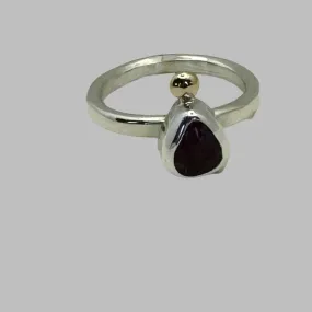 Pink tourmaline & gold ball ring