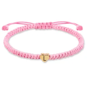 Pink Weave Rope Letter Bracelet for Women, Initial Bracelet Heart Charm 26 Letters A-Z Alphabet Handmade Adjustable Jewelry for Couple Teenage Girls Sister Valentines Day Mother's Day (Pink-L)