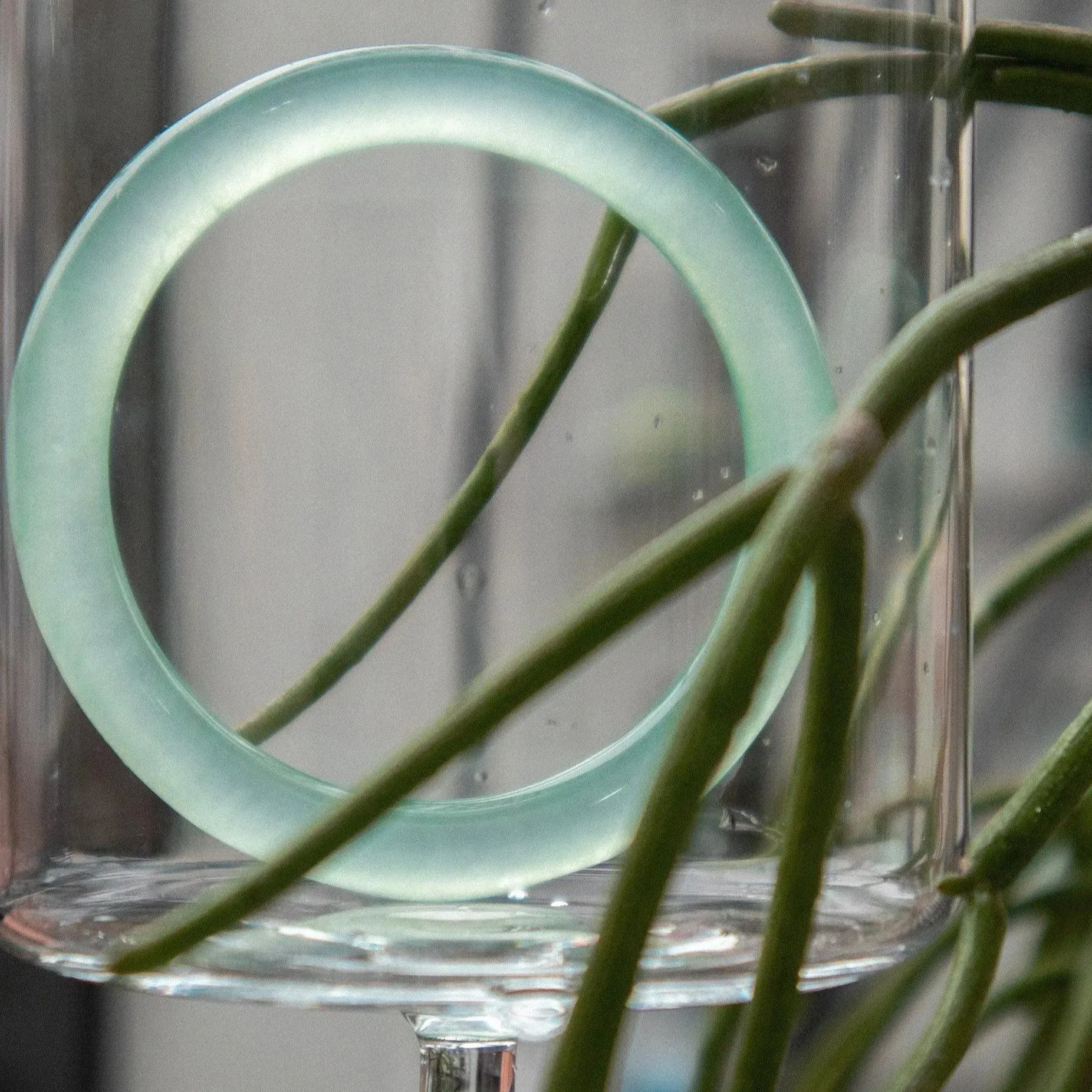 Pond, Cyan Skinny Jade Stone Bangle