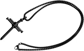Punk Style Cross Pendant Necklace for Men Durable Metal Design with Electroplated Chain Unique Cross Shape Symbolizing Faith Fashionable Accessory for Everyday Wear