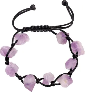 Raw Drusy Quartz Amethyst Friendships Bracelets Chakra Reiki Genuine Irregular Crystals and Stones Braided Adjustable Handmade Bracelet for women