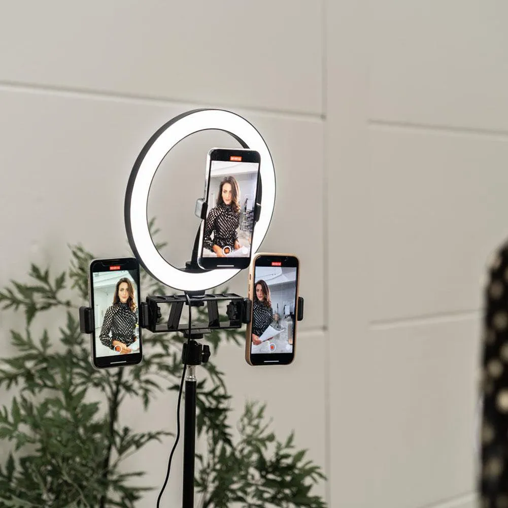Ring Light 10" LED Livestream w/ Triple Phone Mount - Onyx