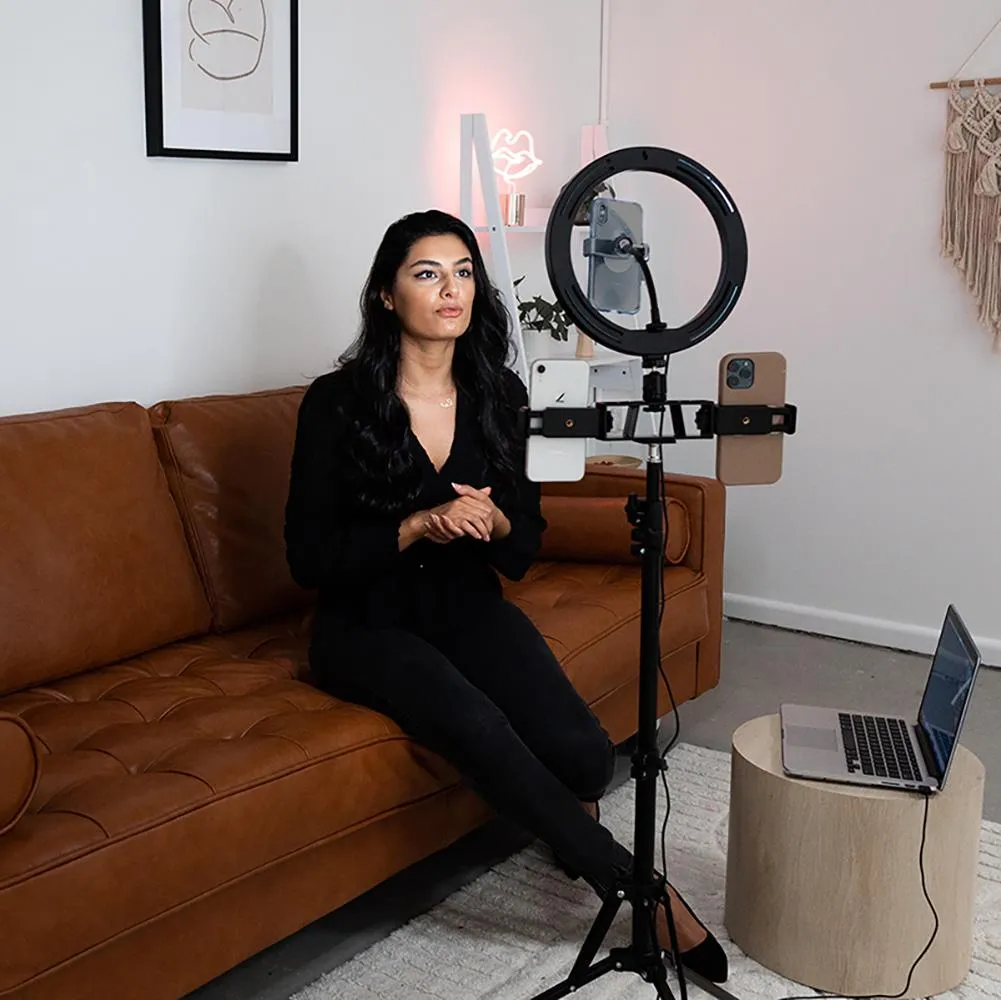 Ring Light 10" LED Livestream w/ Triple Phone Mount - Onyx