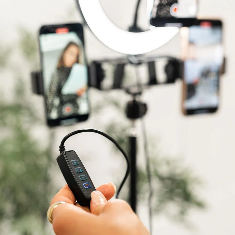 Ring Light 10" LED Livestream w/ Triple Phone Mount - Onyx