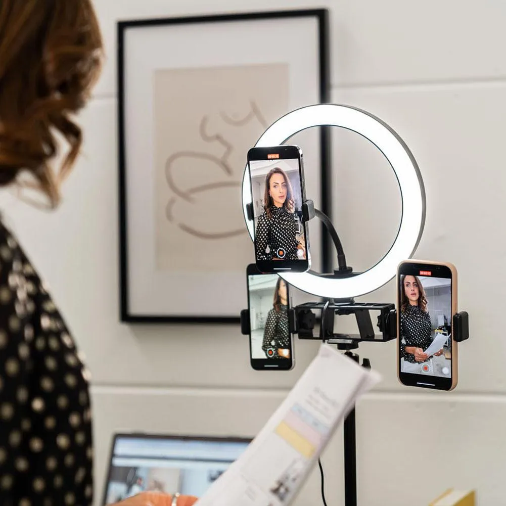 Ring Light 10" LED Livestream w/ Triple Phone Mount - Onyx