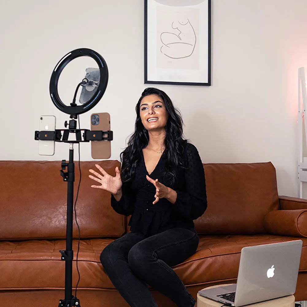 Ring Light 10" LED Livestream w/ Triple Phone Mount - Onyx
