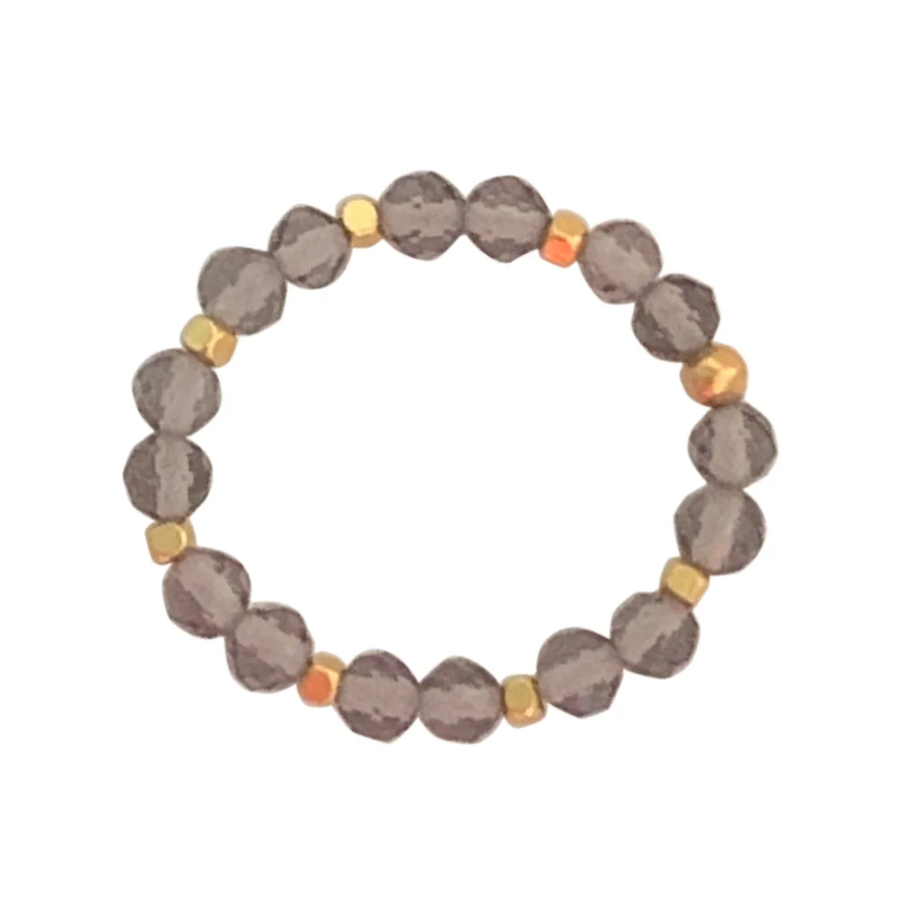RING STONE DOT SMOKY QUARTZ
