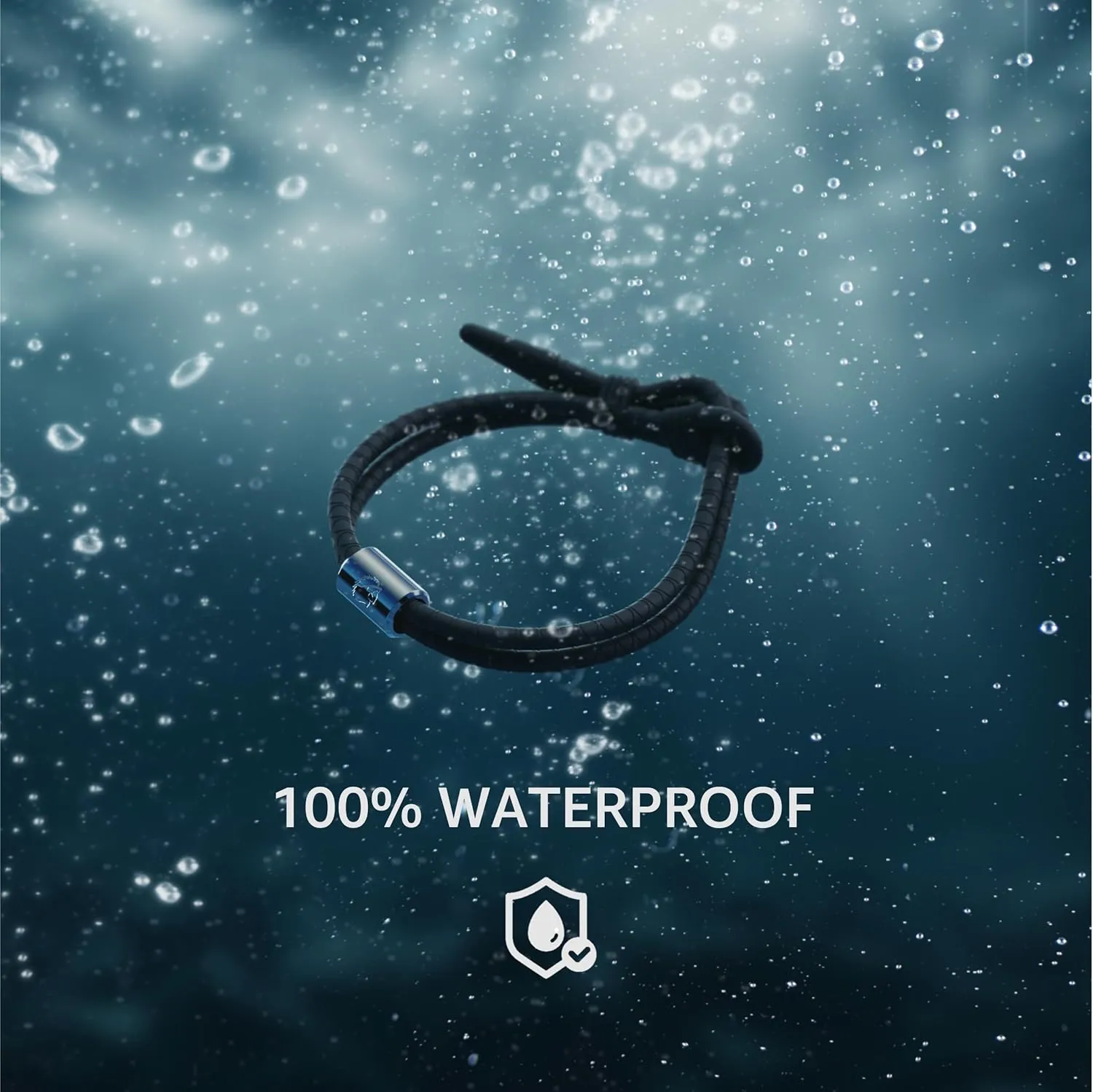 Rowdy Parrot FlexTech Adjustable Silicone Rope Bracelet: Waterproof, Sweatproof, Sunproof, Minimalist Surf, Golf Jewelry for Men - One Size Fits All