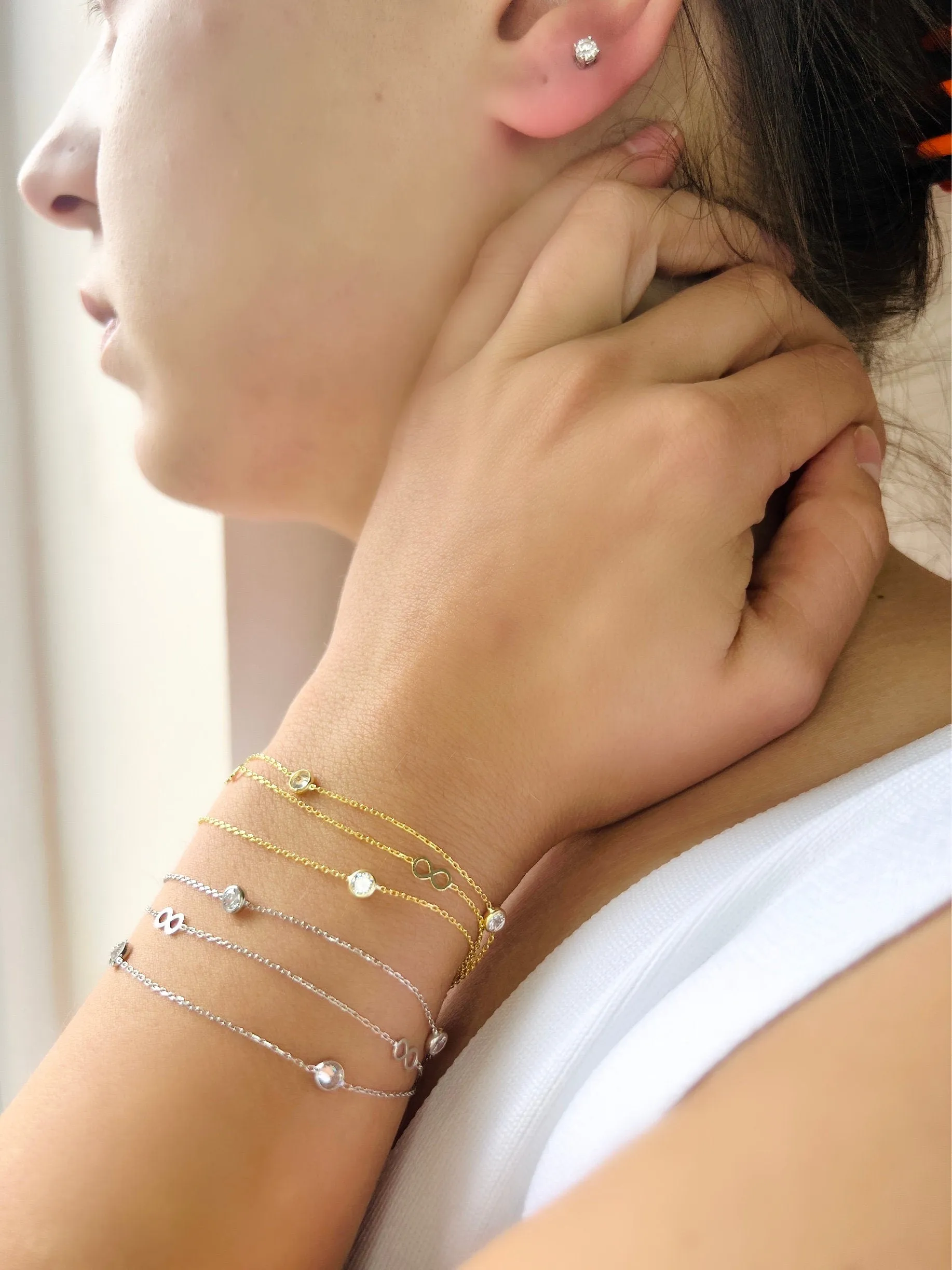Satellite Chain Bracelet in Silver| Dainty Infinity Bracelet in Gold | Delicate Beaded Bracelet With Charm|Gold Minimalist Sterling Bracelet