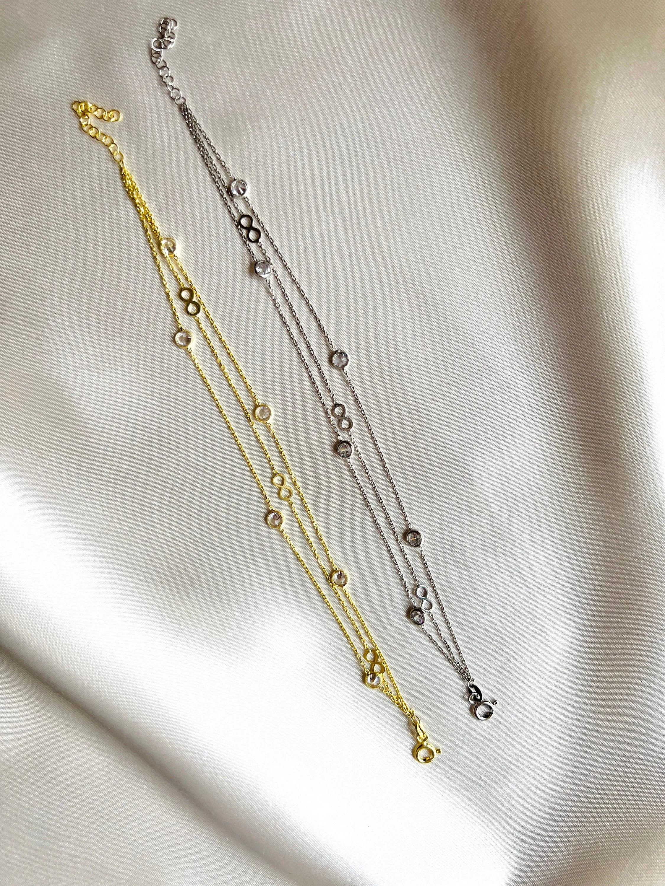 Satellite Chain Bracelet in Silver| Dainty Infinity Bracelet in Gold | Delicate Beaded Bracelet With Charm|Gold Minimalist Sterling Bracelet