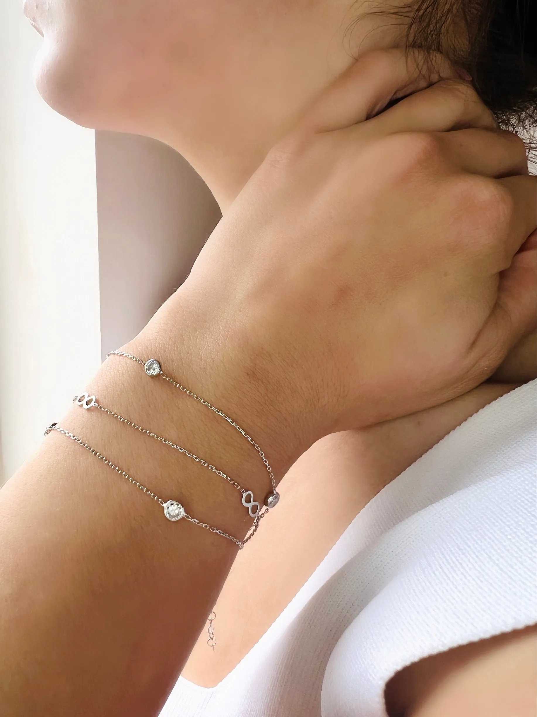 Satellite Chain Bracelet in Silver| Dainty Infinity Bracelet in Gold | Delicate Beaded Bracelet With Charm|Gold Minimalist Sterling Bracelet