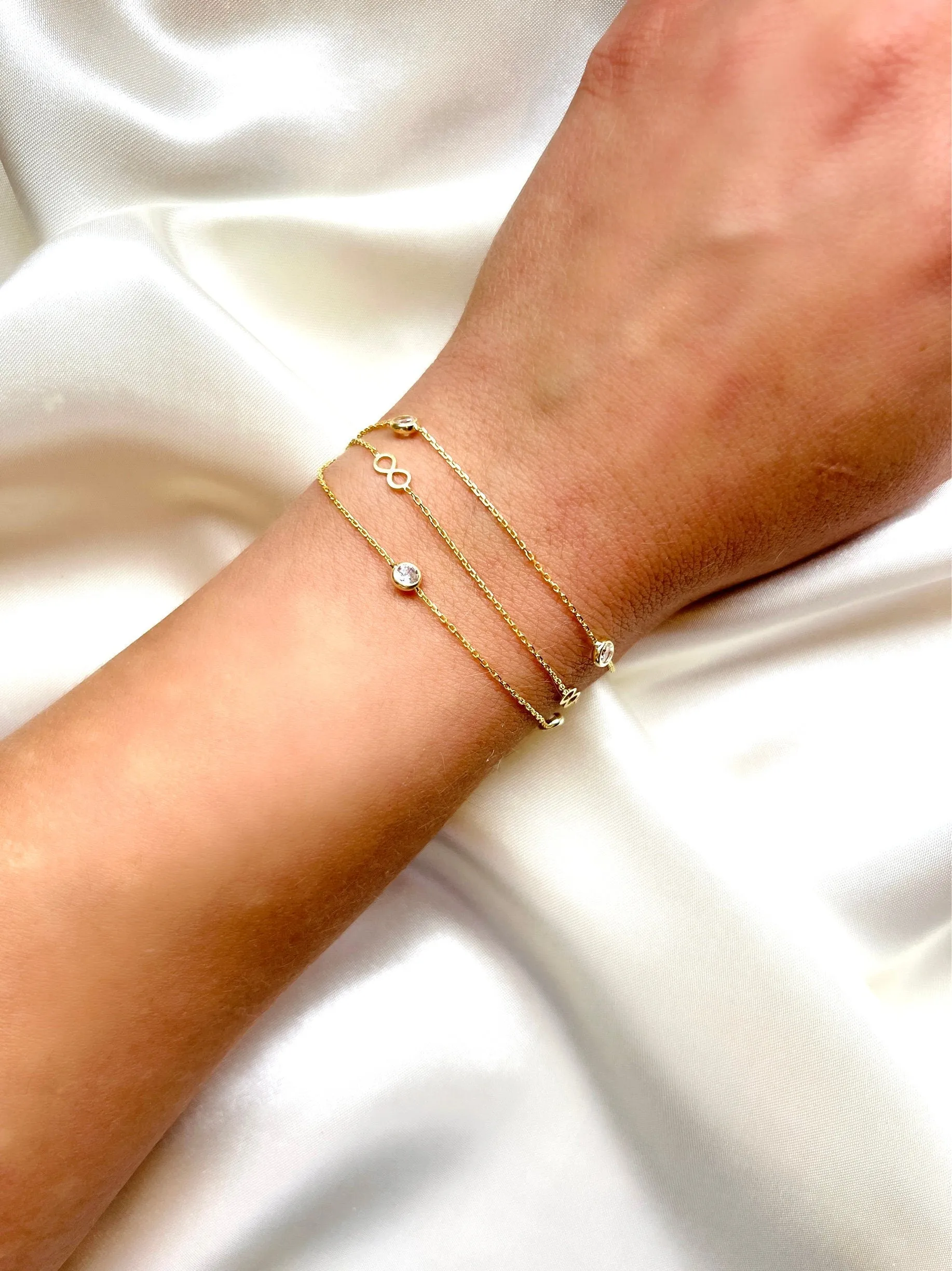 Satellite Chain Bracelet in Silver| Dainty Infinity Bracelet in Gold | Delicate Beaded Bracelet With Charm|Gold Minimalist Sterling Bracelet