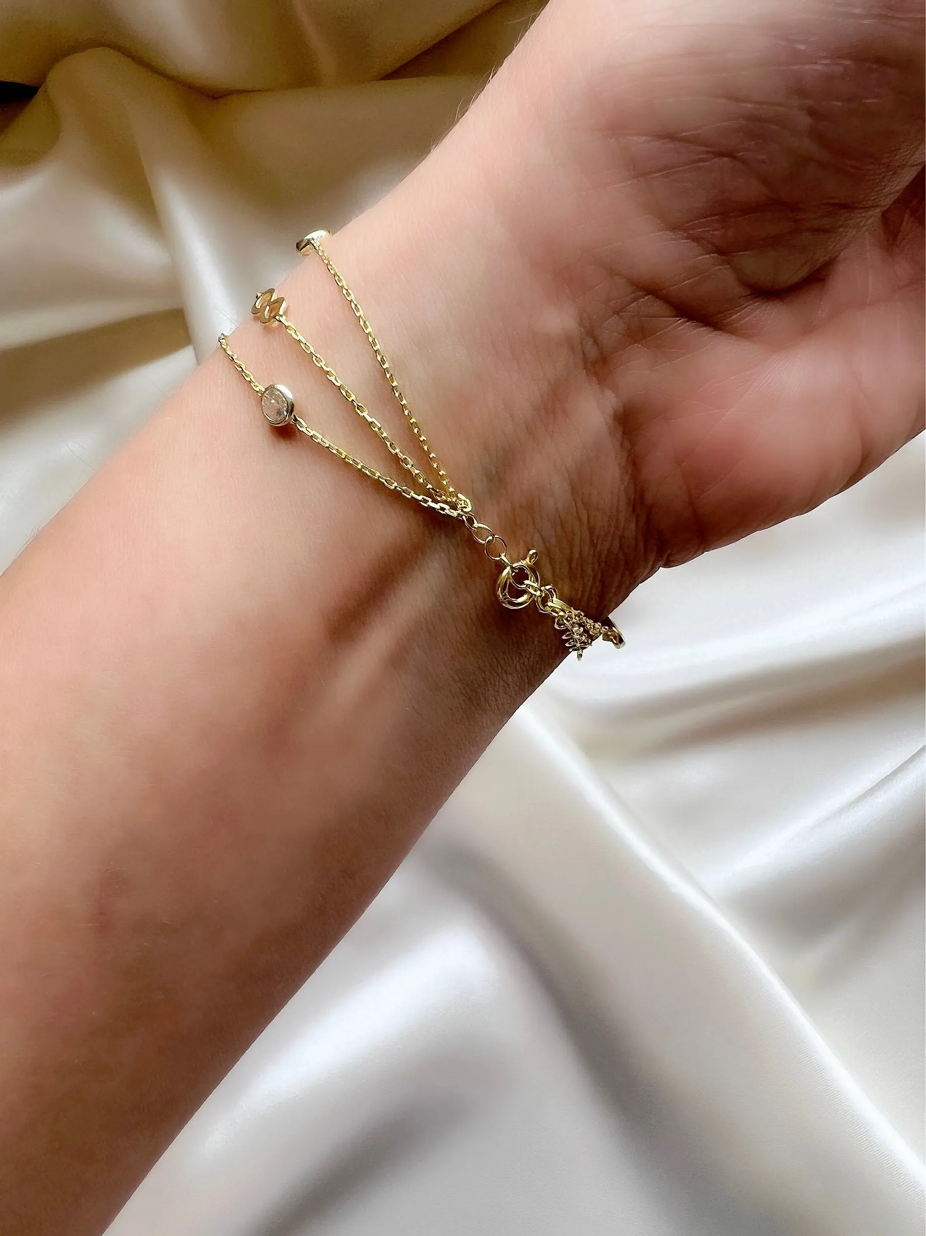 Satellite Chain Bracelet in Silver| Dainty Infinity Bracelet in Gold | Delicate Beaded Bracelet With Charm|Gold Minimalist Sterling Bracelet