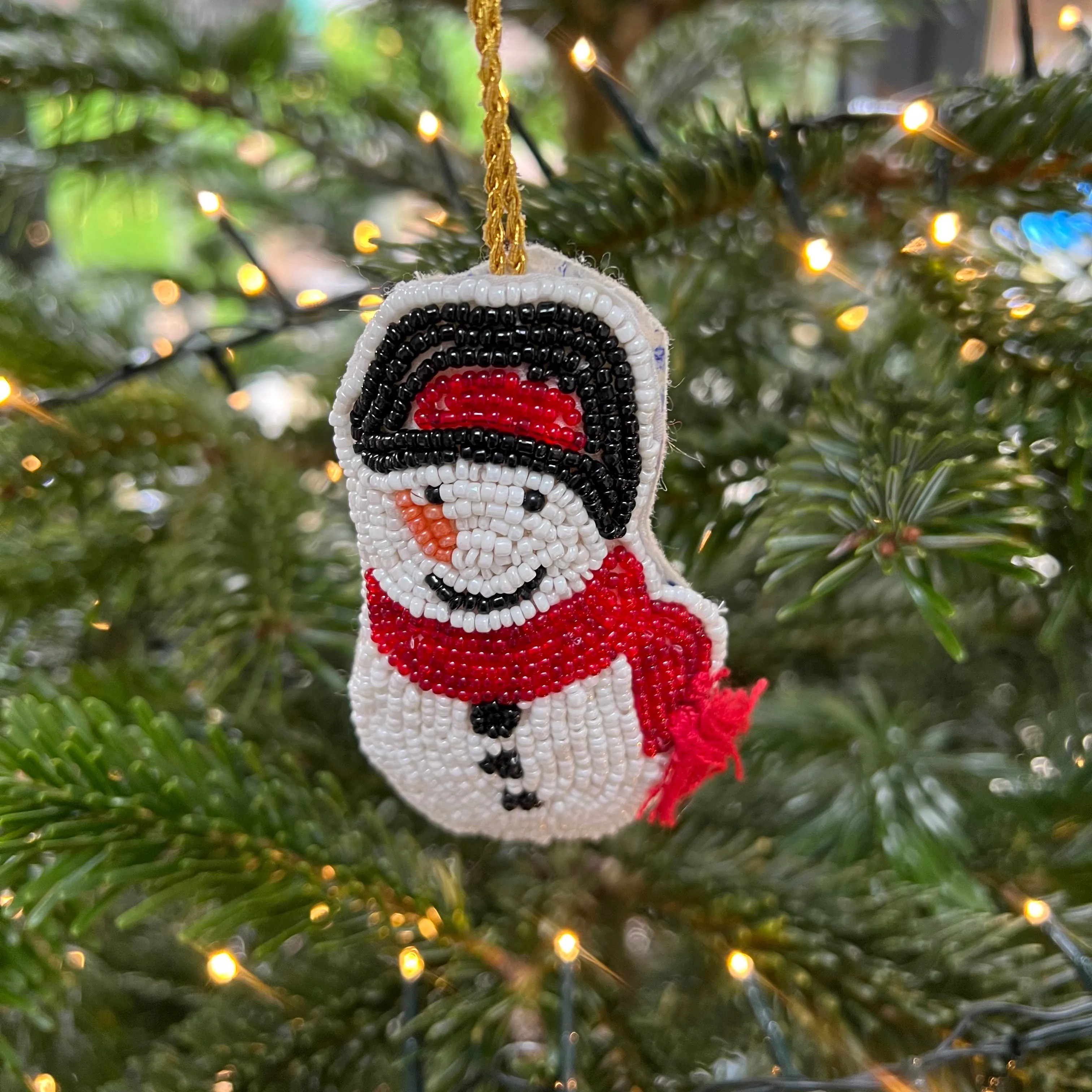 Seed Bead Snowman Decoration