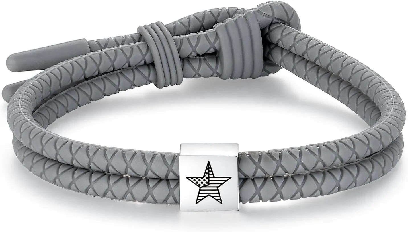 Silicone Cross Rope Bracelets for Men Women, Adjustable Waterproof Men's Rubber Sport Band Bracelet Jewelry Gifts