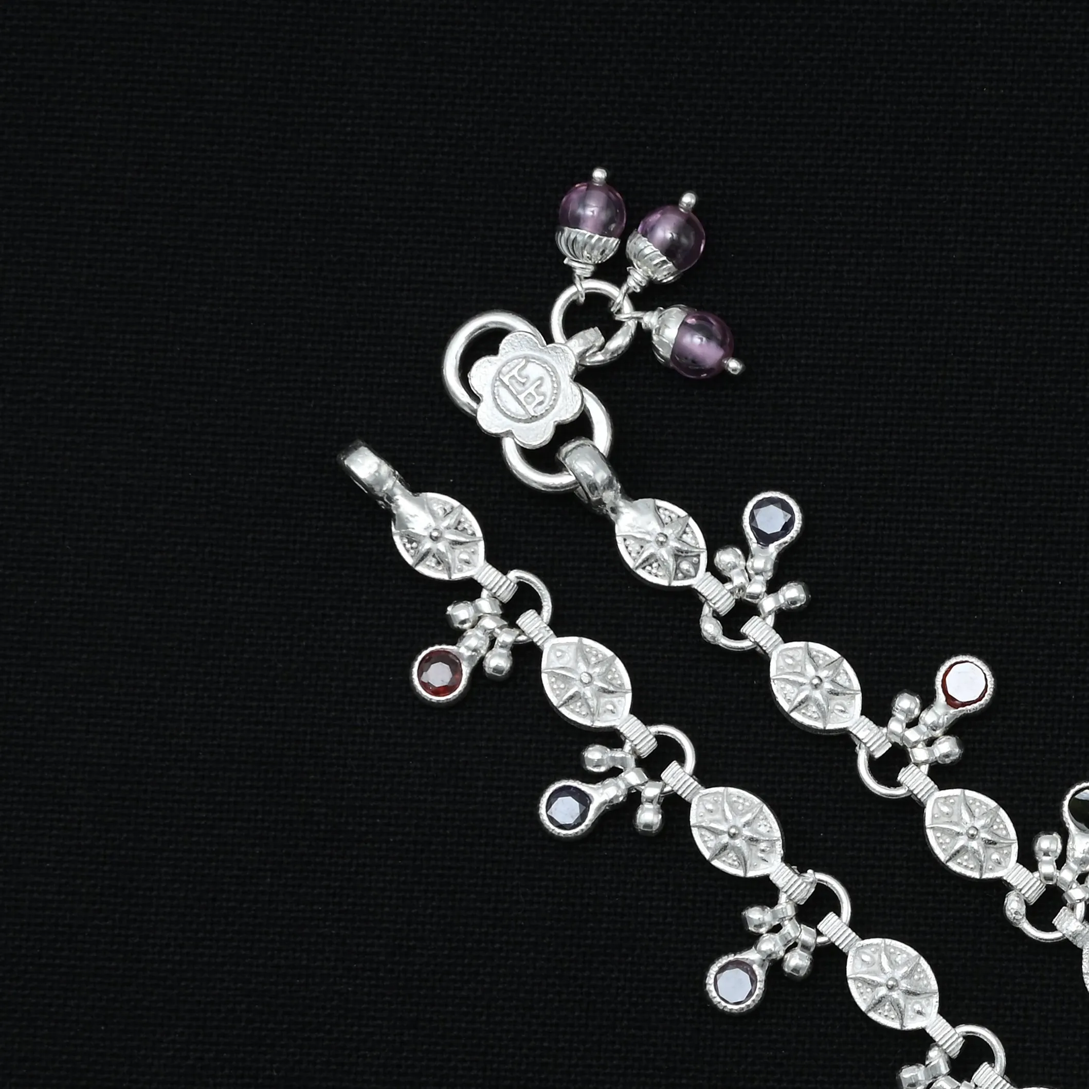 Silver Blooming Sunlight With Colorful Beads Anklet