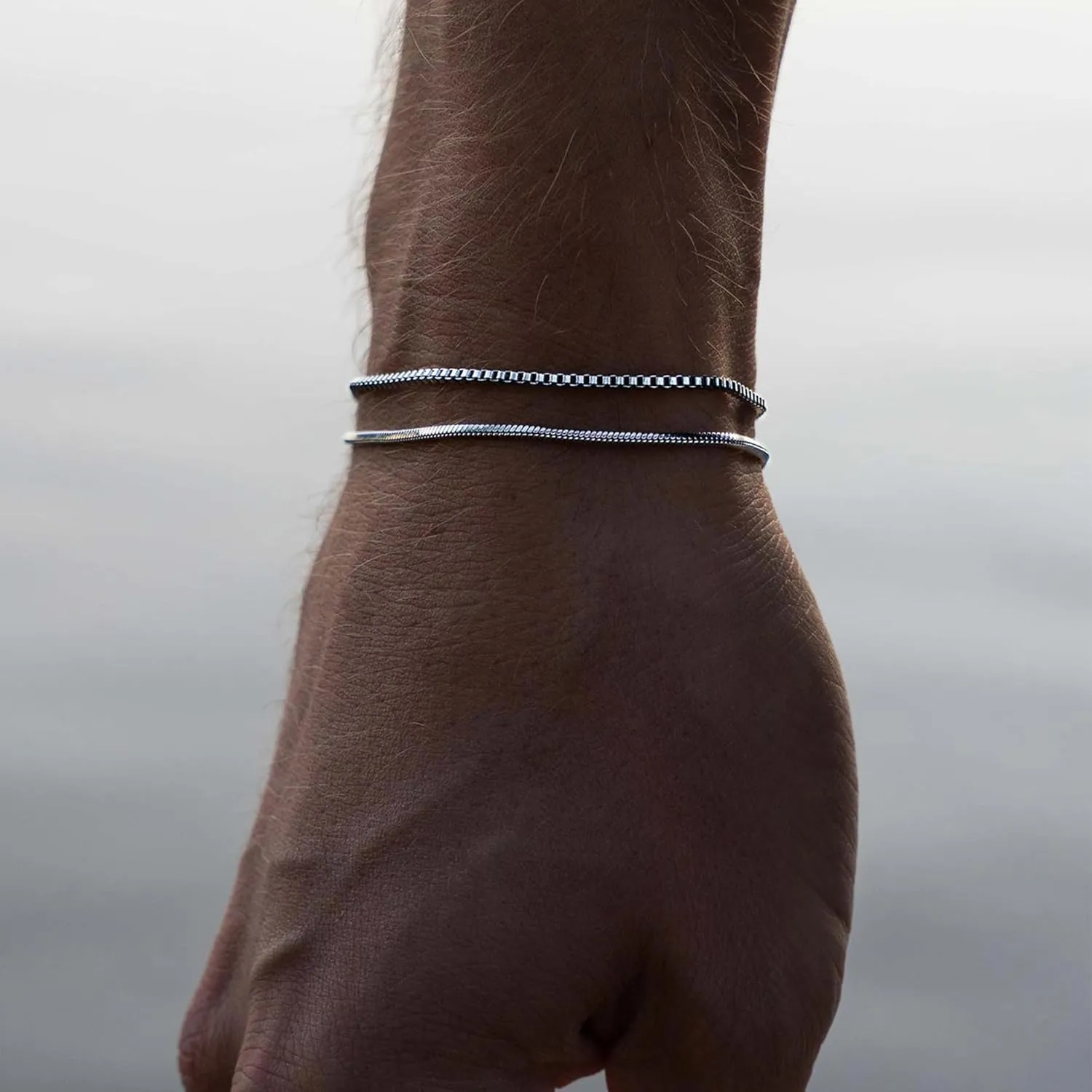 Silver Bracelet for Men Women, Mens Bracelet Stainless Steel Bracelet Stack Cuban Link Bracelet Silver Chain Bracelet Sets Mens Bracelet Pack Silver Jewelry Custom Bracelets for Men Jewelry