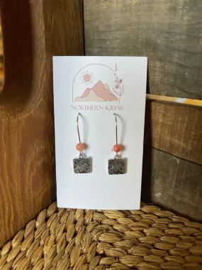 Stamped Beaded Flower Earrings