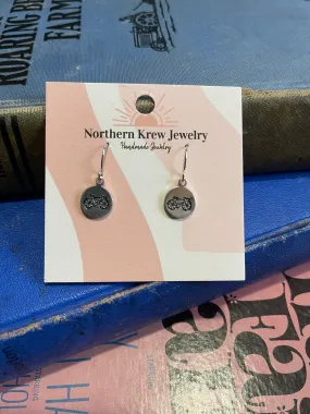 Stamped Bicycle Earrings