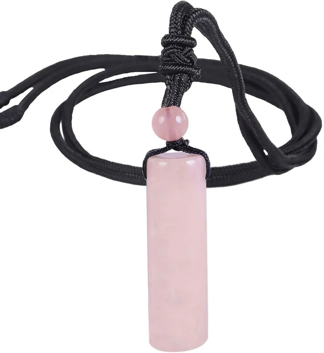 SUNYIK Healing Crystal Stone Pendant Necklace for Women and Men, Cylindrical Amulet Pendant wirh Adjustable Nylon Rope