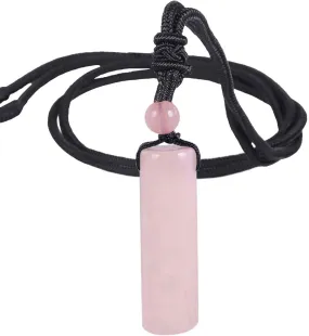 SUNYIK Healing Crystal Stone Pendant Necklace for Women and Men, Cylindrical Amulet Pendant wirh Adjustable Nylon Rope