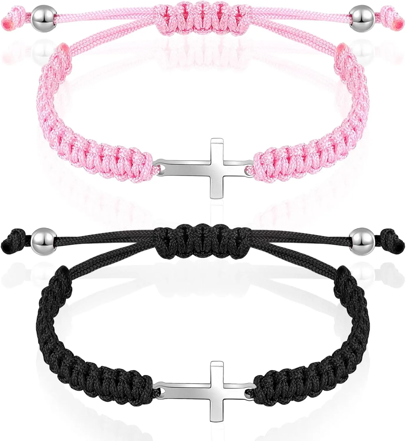 Sureio Cross Friendship Bracelet Adjustable Braided Rope Jesus Christian Cross Bracelets Matching Couple String Lucky Strand BFF Wristband for Women Men Boy Girls Easter Baptism