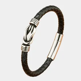 Thin Leather Bracelet - Cross & Crown