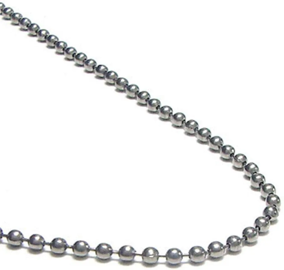 True Titanium 3MM Bead Necklace Chain
